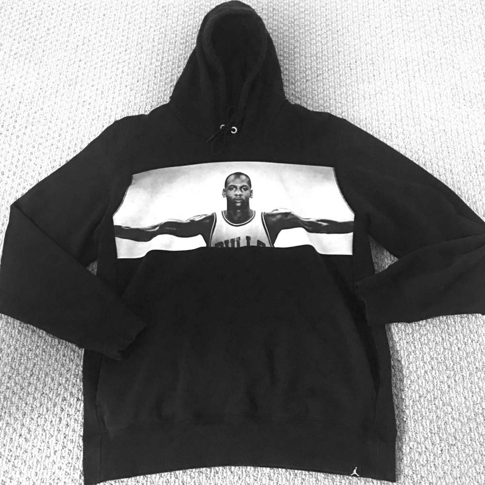 Air Jordan wings black hoody sweatshirt sz large